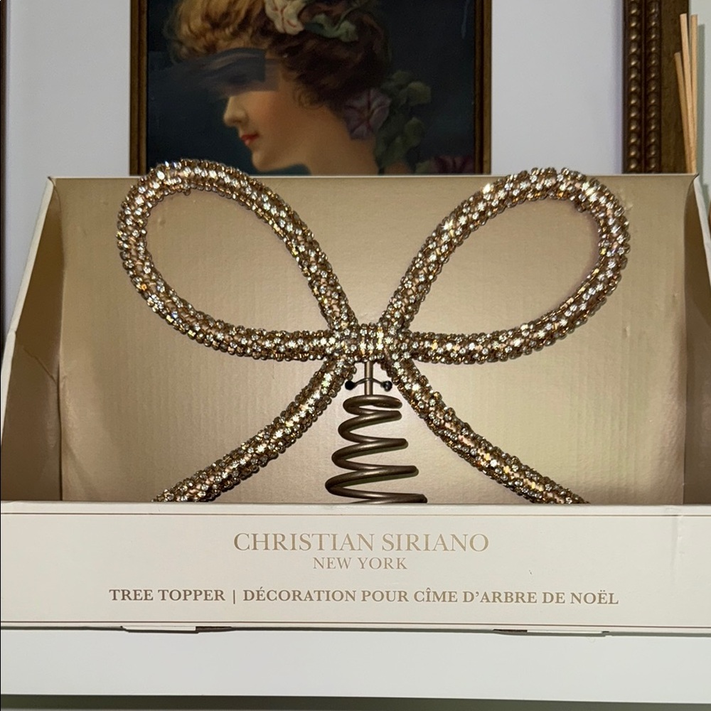 Christian Siriano Sparkling Gold Bow Tree Topper